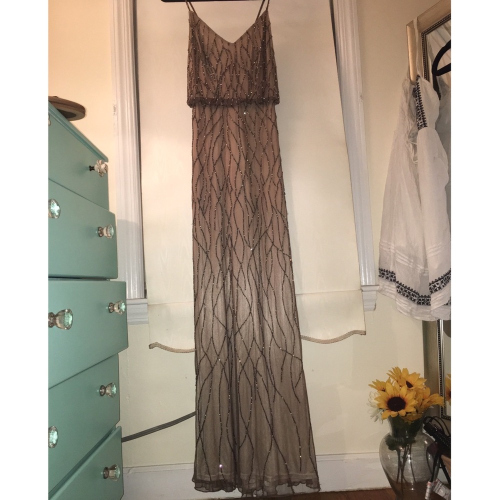 Adrianna Papell beaded floor length dress, size 8